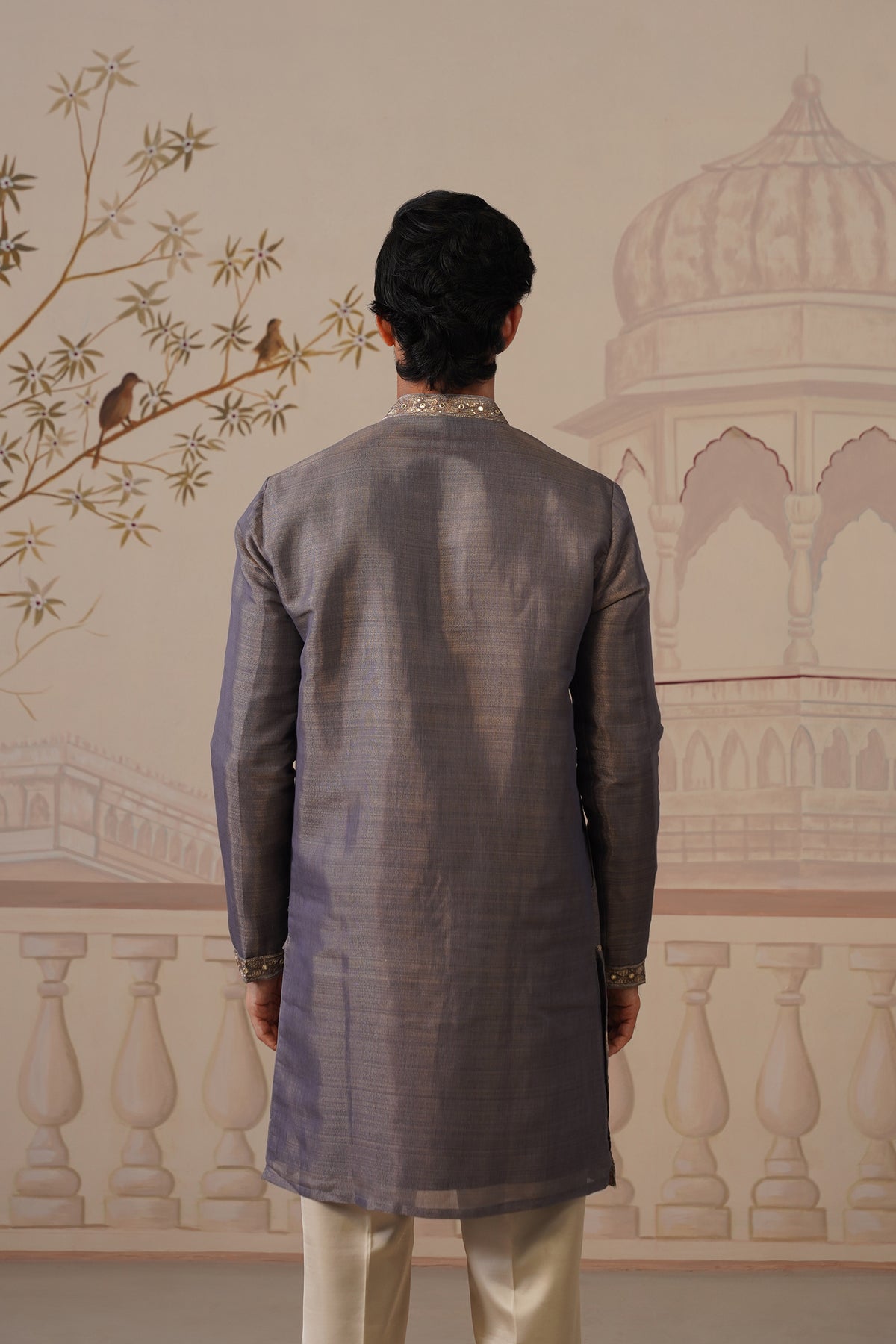 Neer Dark Lavender V-Neck Short Kurta Set with Dupatta