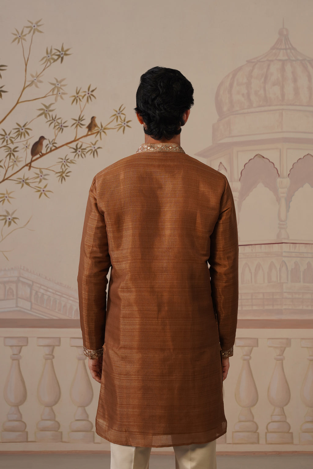 Neer Rich Brown V-Neck Short Kurta Set with Dupatta