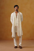 Viraj Ivory V-Neck Kurta Set with Dupatta