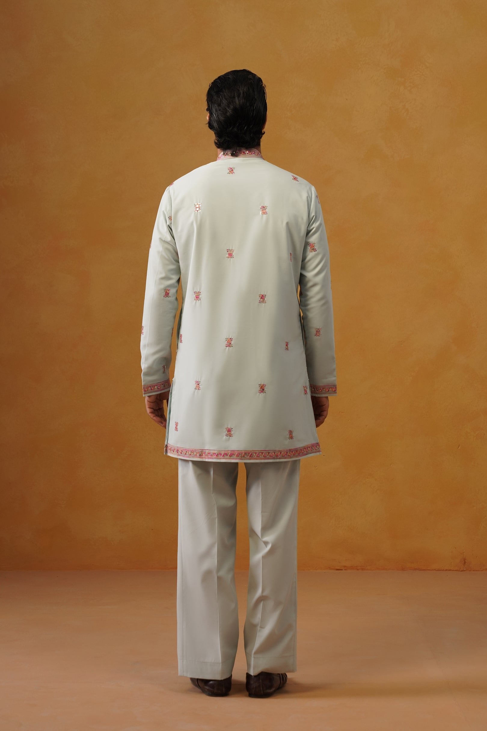 Aafreen — Sage Blue Multicolor Threadwork Kurta Set with Dupatta