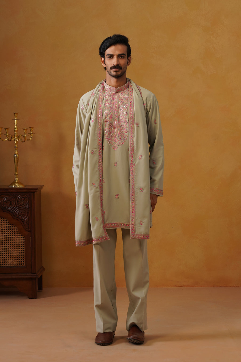 Aafreen — Pista Multicolor Threadwork Kurta Set with Dupatta