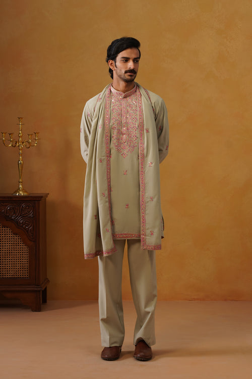 Aafreen — Pista Multicolor Threadwork Kurta Set with Dupatta