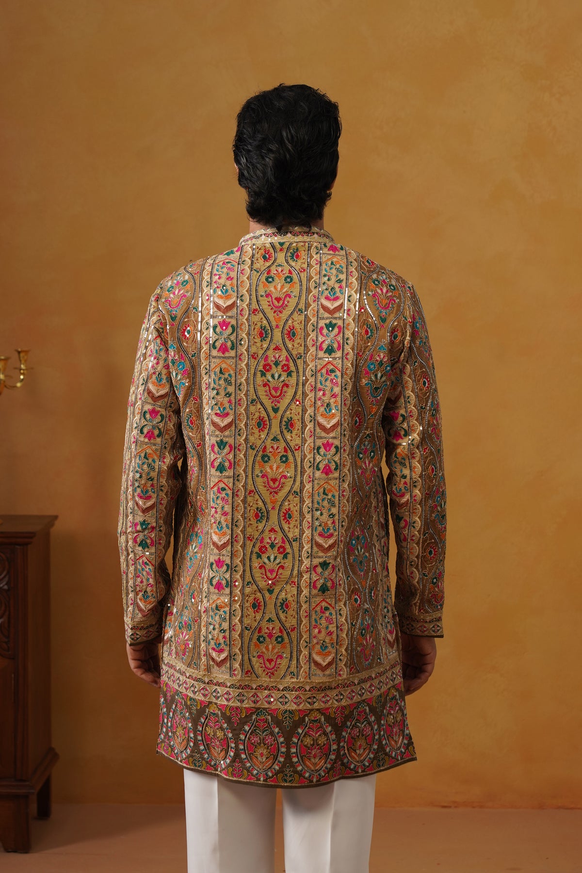 Mehrab Multicolor V-Neck Kurta and Trouser Set