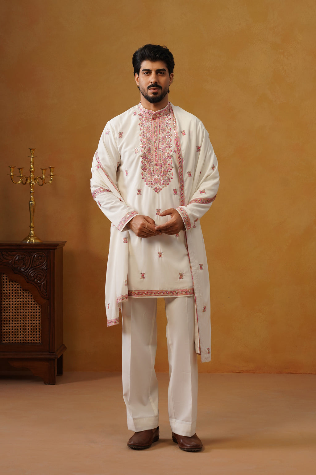 Aafreen — Pearl Ivory Multicolor Threadwork Kurta Set with Dupatta