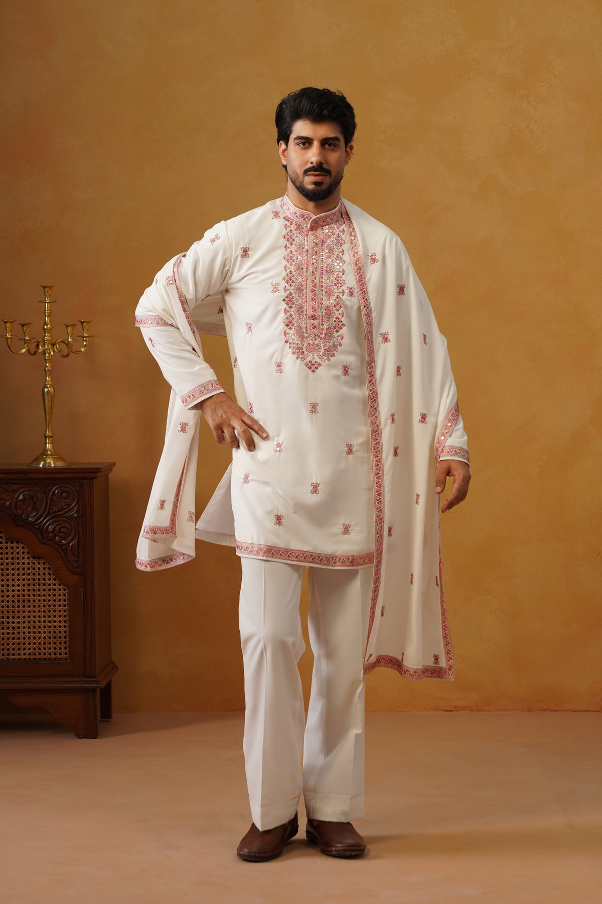 Aafreen — Pearl Ivory Multicolor Threadwork Kurta Set with Dupatta