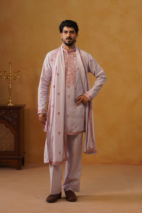 Aafreen — Lavender Multicolor Threadwork Kurta Set with Dupatta