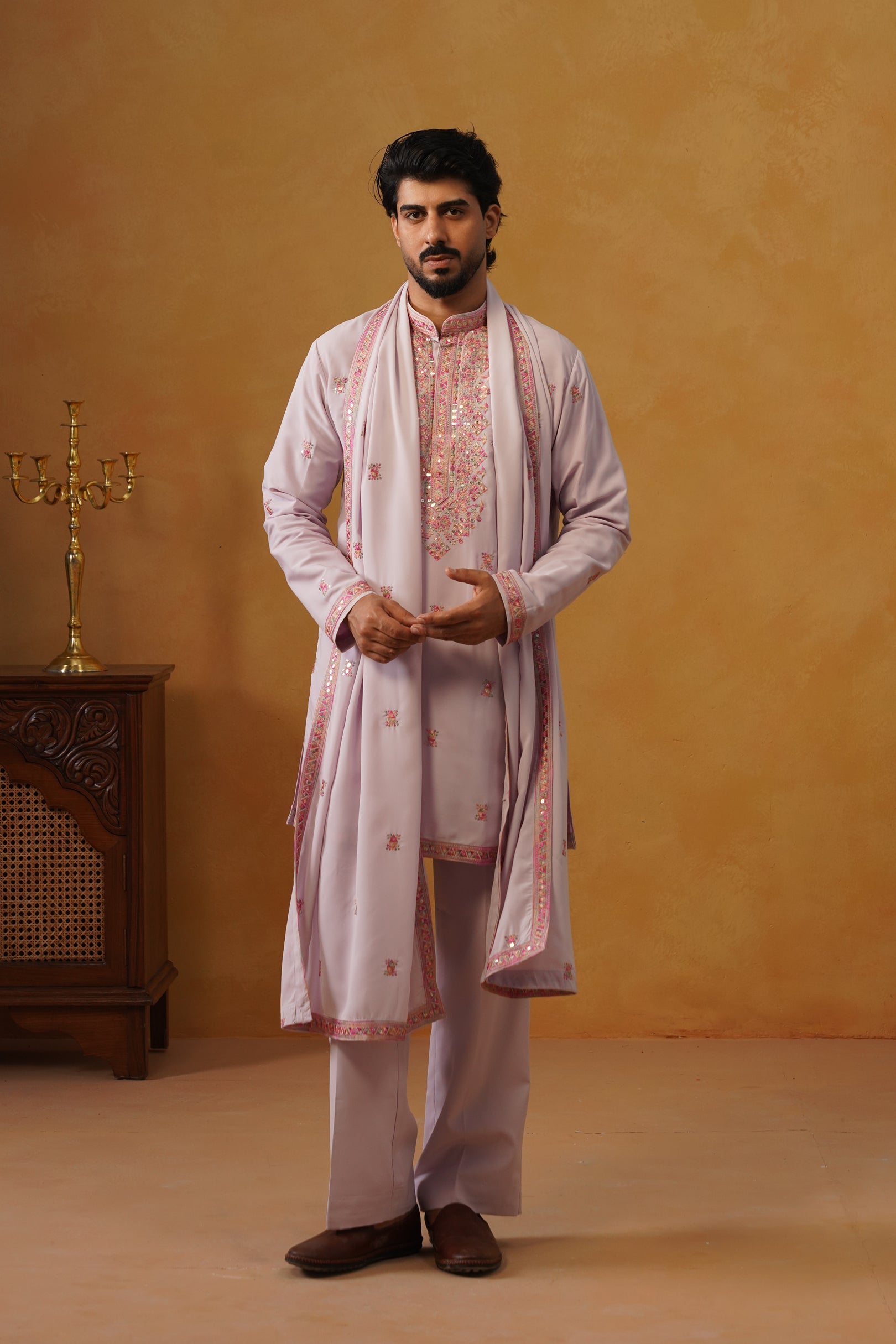Aafreen — Lavender Multicolor Threadwork Kurta Set with Dupatta