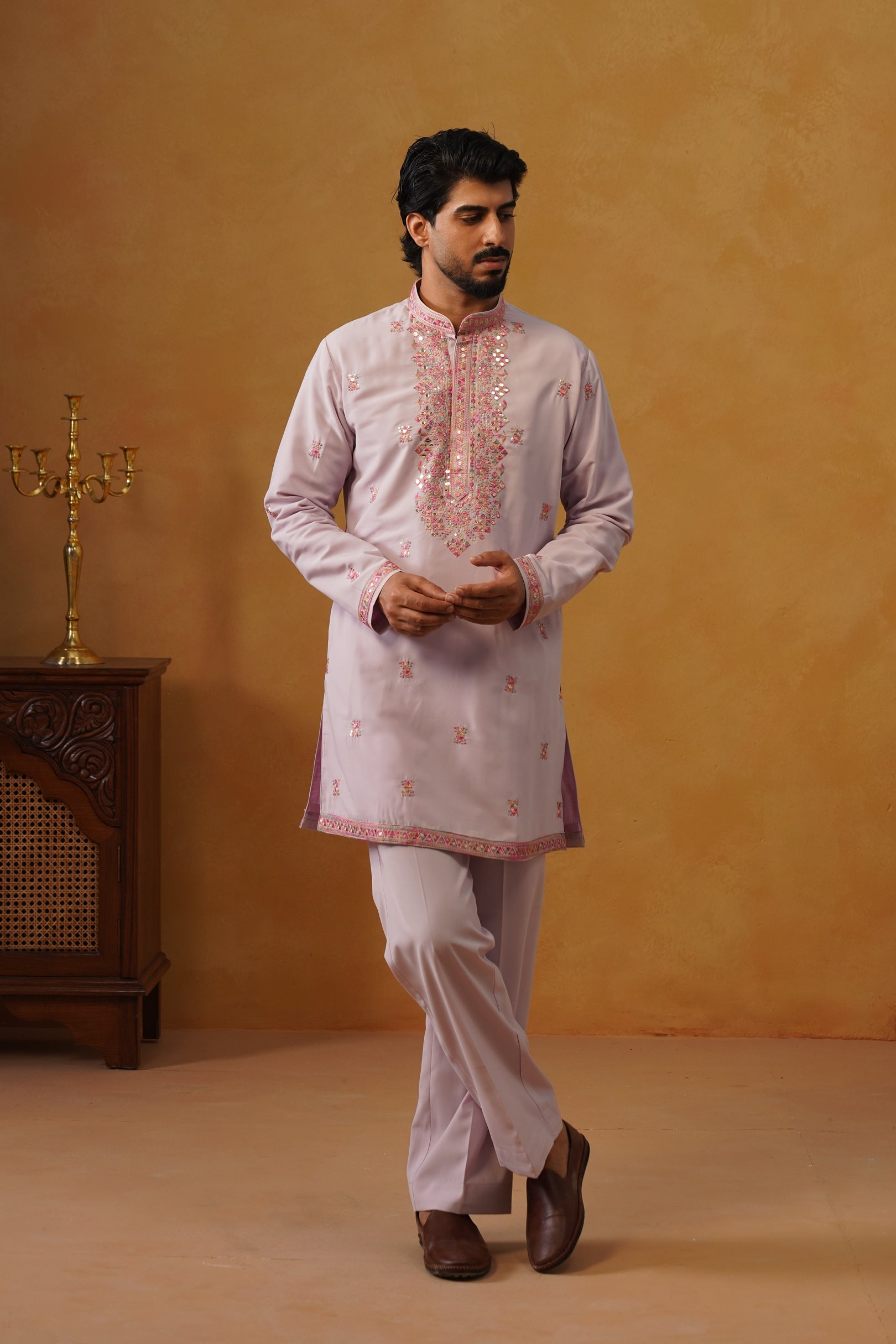 Aafreen — Lavender Multicolor Threadwork Kurta Set with Dupatta