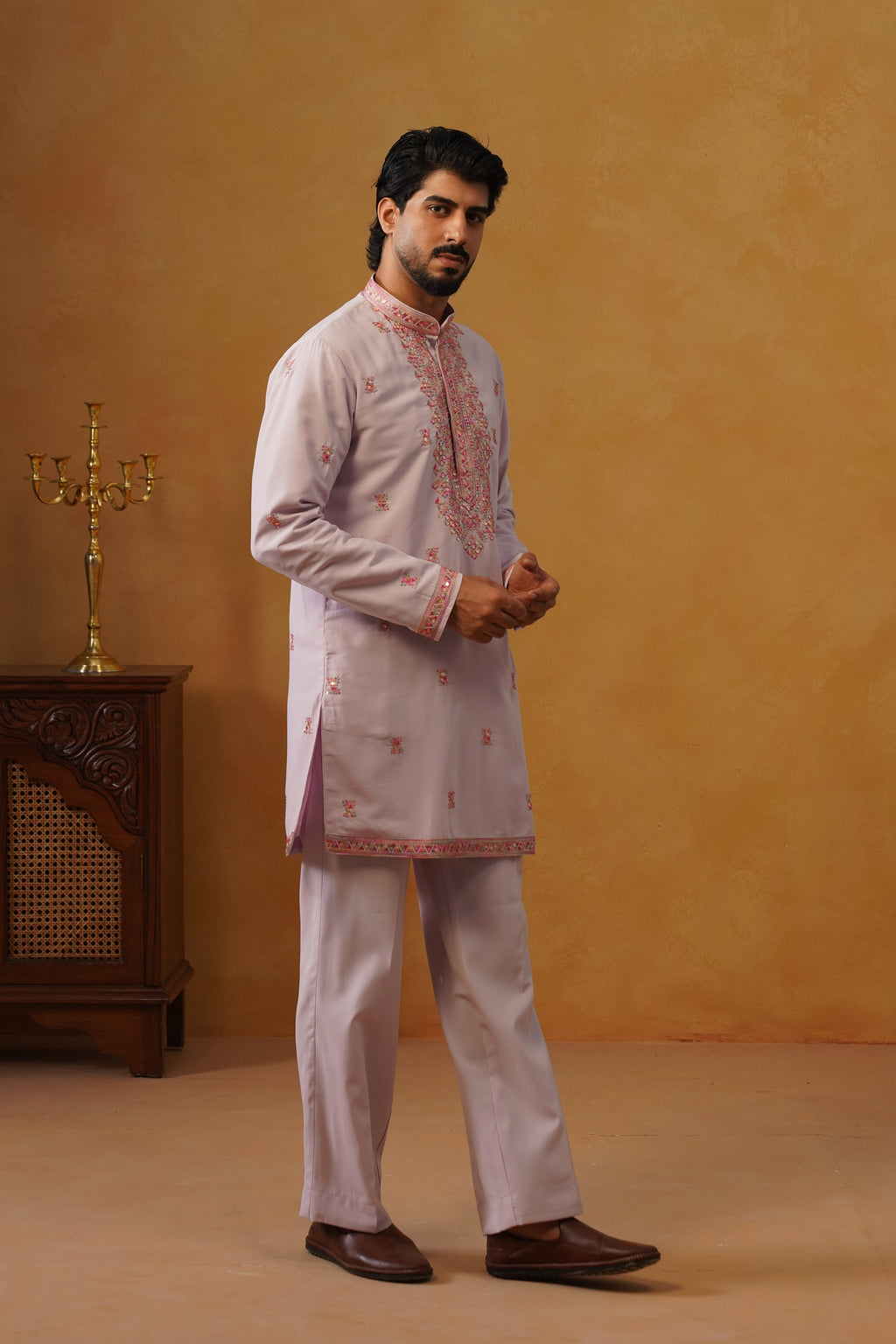 Aafreen — Lavender Multicolor Threadwork Kurta Set with Dupatta